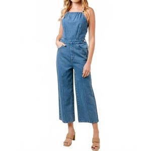 NEW FORE joslyn halter jumpsuit in denim
